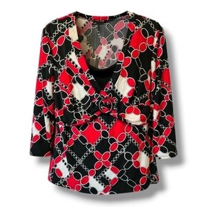 Briggs New York Women’s Geometric Print Belted detail Blouse Large